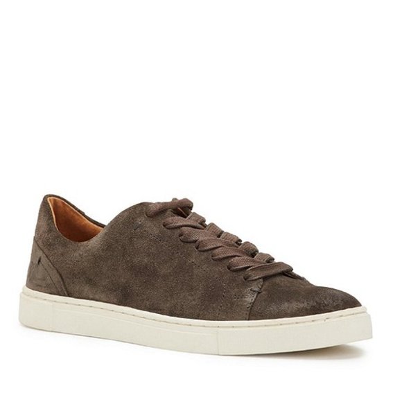 Frye Ivy Sneakers Suede Low Top Lace Up Gray Brown Grigio Size 6.5 NEW - Picture 1 of 7